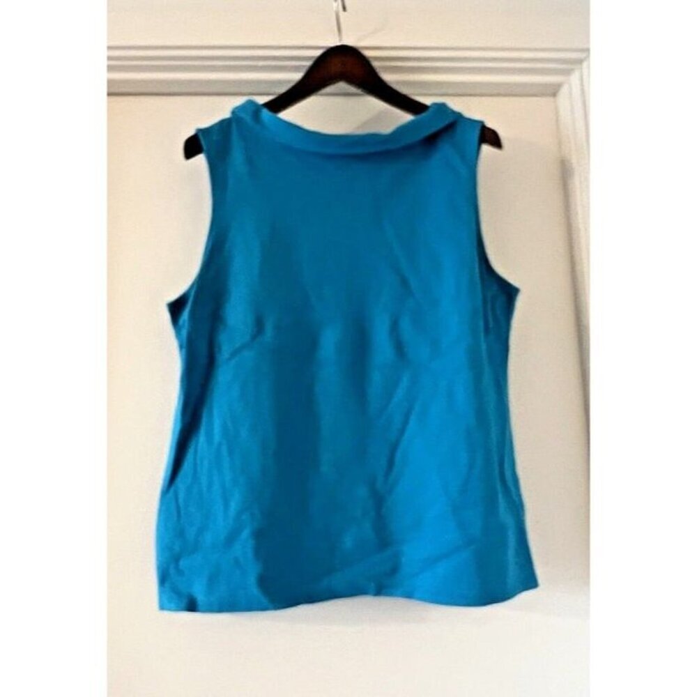 XL TALBOTS‎ Turquoise Blue Sleeveless Boat Neck Blouse Office Teacher Preppy